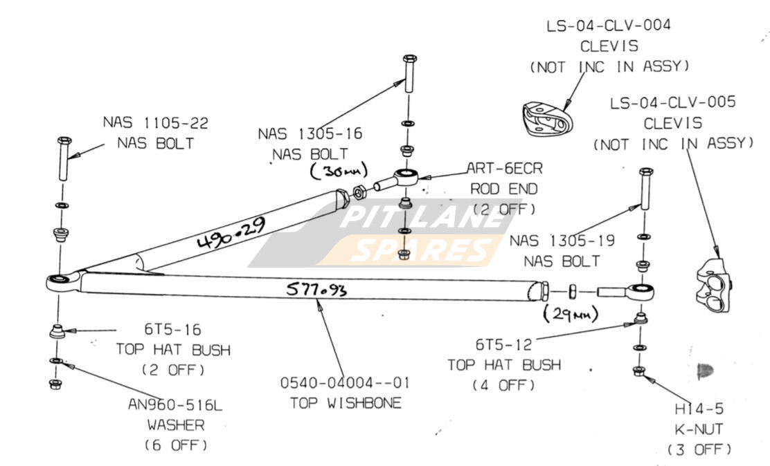 REAR TOP W'BONE & PUSHROD Diagram